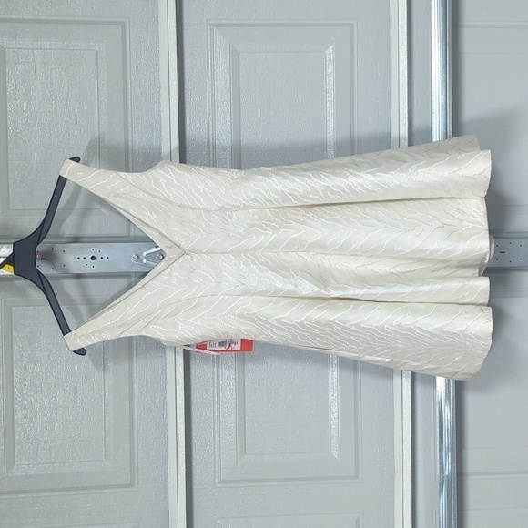 MONIQUE LHUILLIER white and silver Women's dress size 10. - Picture 2 of 16